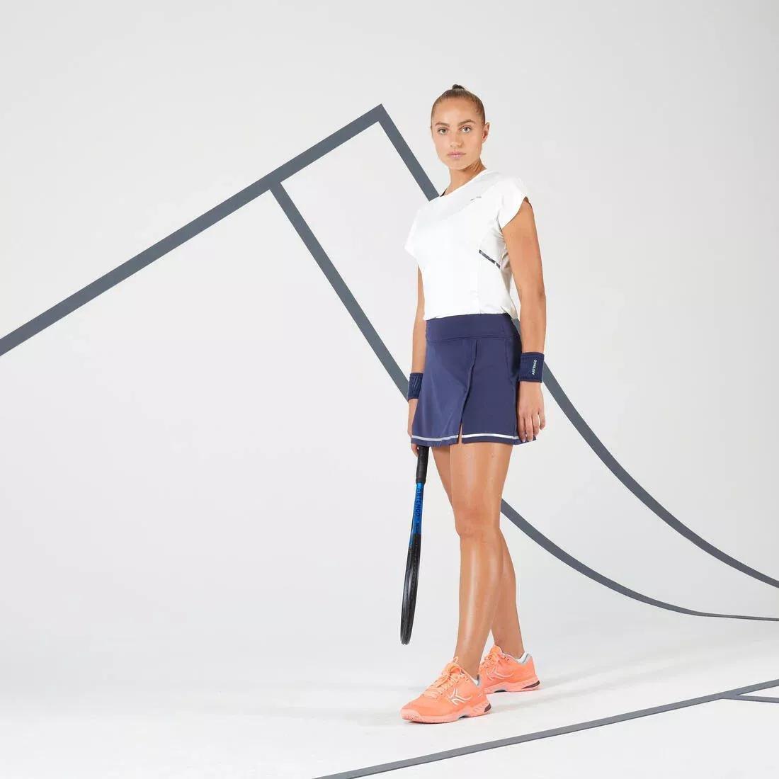 Women Dry Crew Neck Soft Tennis T-Shirt Dry 500, White, No Color, large image number 14