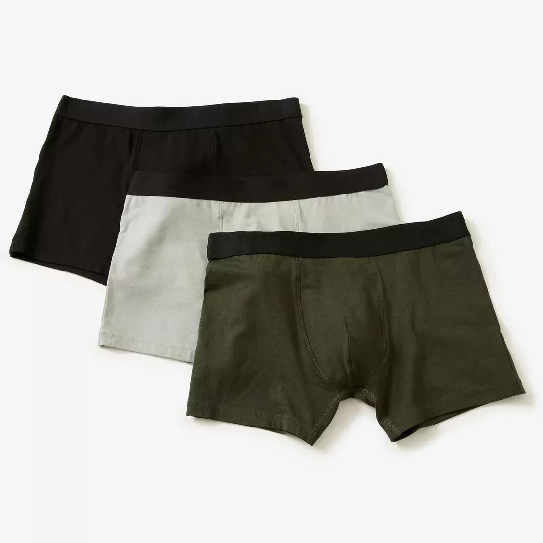 Men Fitness Boxer Shorts - 500 Tri-Pack, Black, No Color, large image number 0