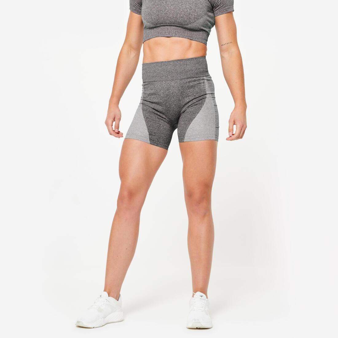 Women High-Waisted Seamless Fitness Cycling Shorts, Purple, , large image number 1