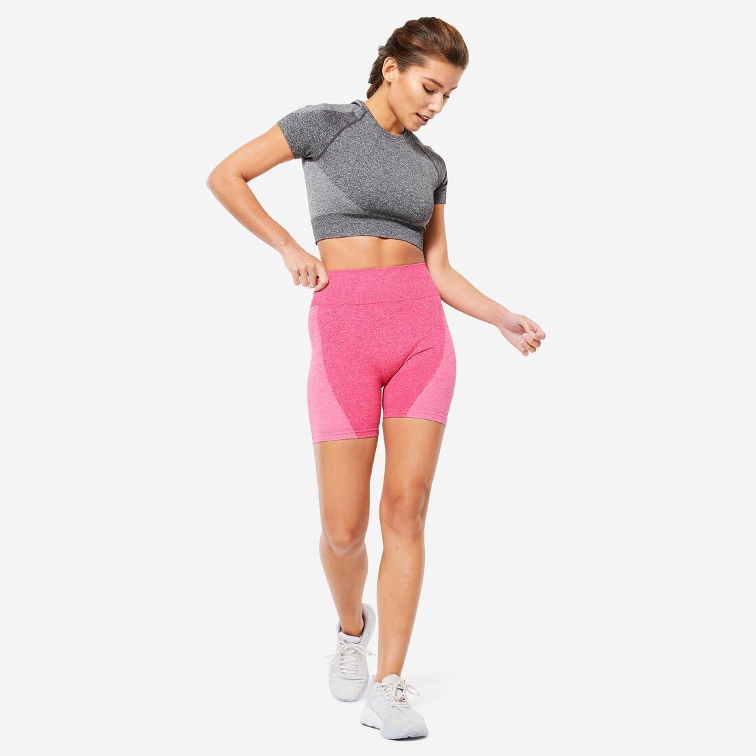 Women High-Waisted Seamless Fitness Cycling Shorts, Purple, , large image number 5