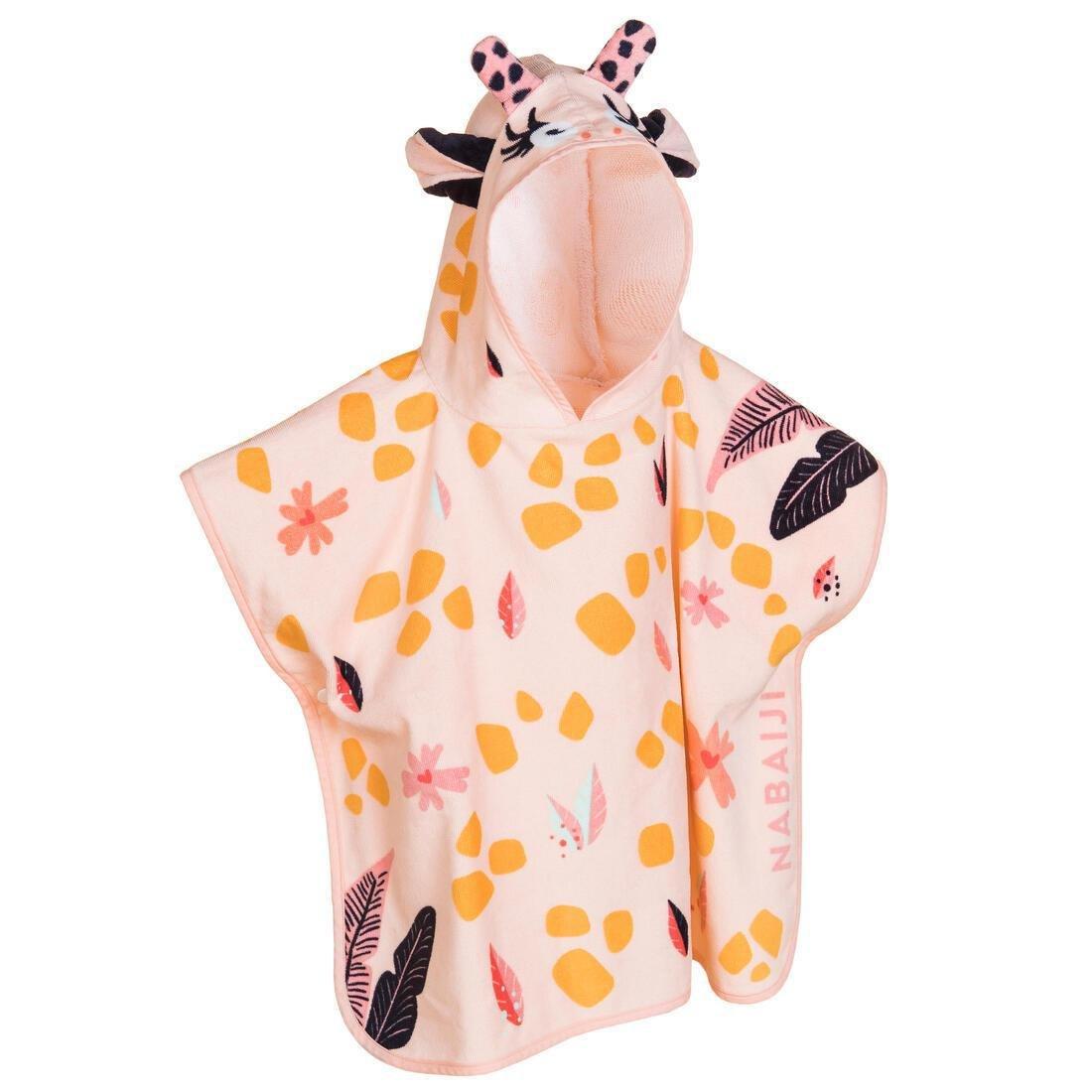 Kids Girls Cotton Bath Poncho, Pink, , large image number 1