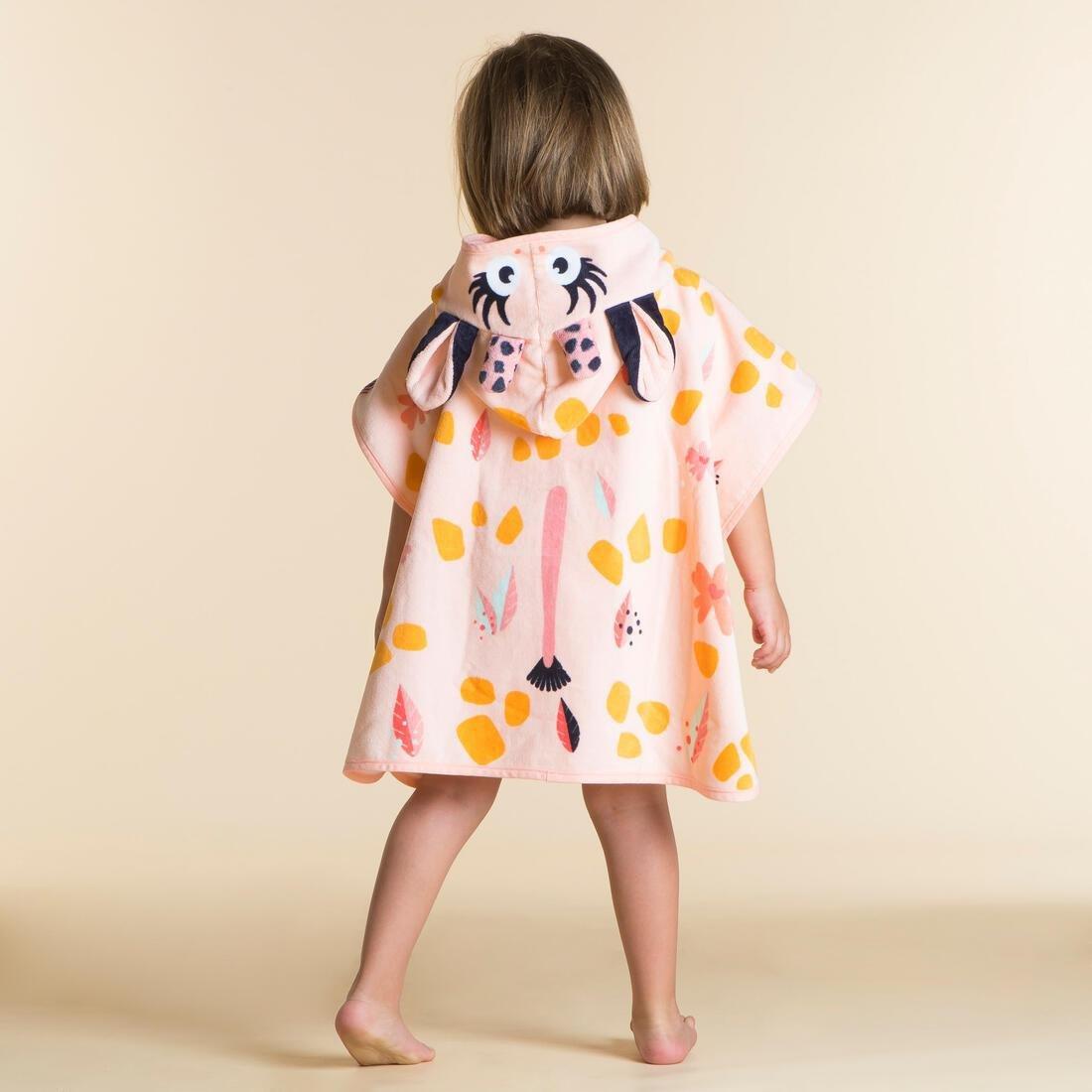 Kids Girls Cotton Bath Poncho, Pink, , large image number 3