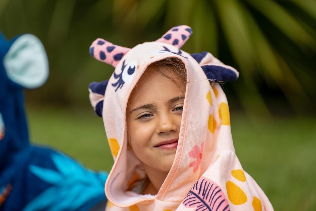 Kids Girls Cotton Bath Poncho, Pink, , large image number 6