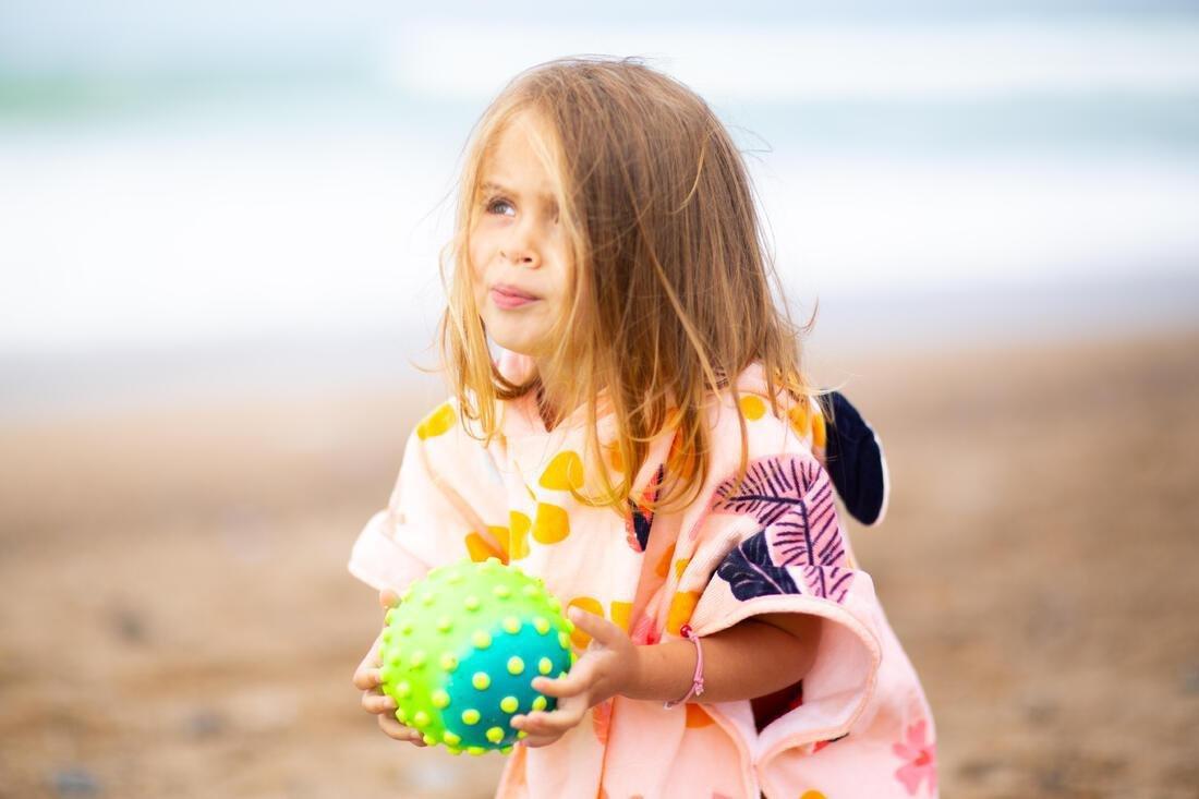 Kids Girls Cotton Bath Poncho, Pink, No Color, medium