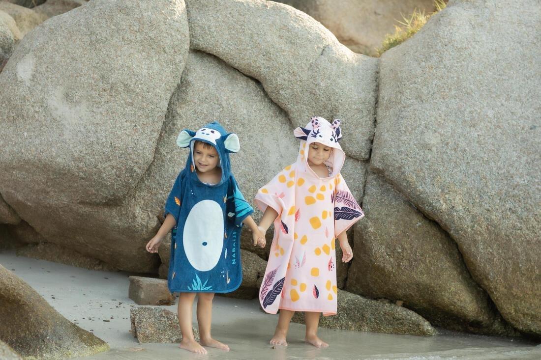 Kids Boys Cotton Changing Poncho, Blue, No Color, medium