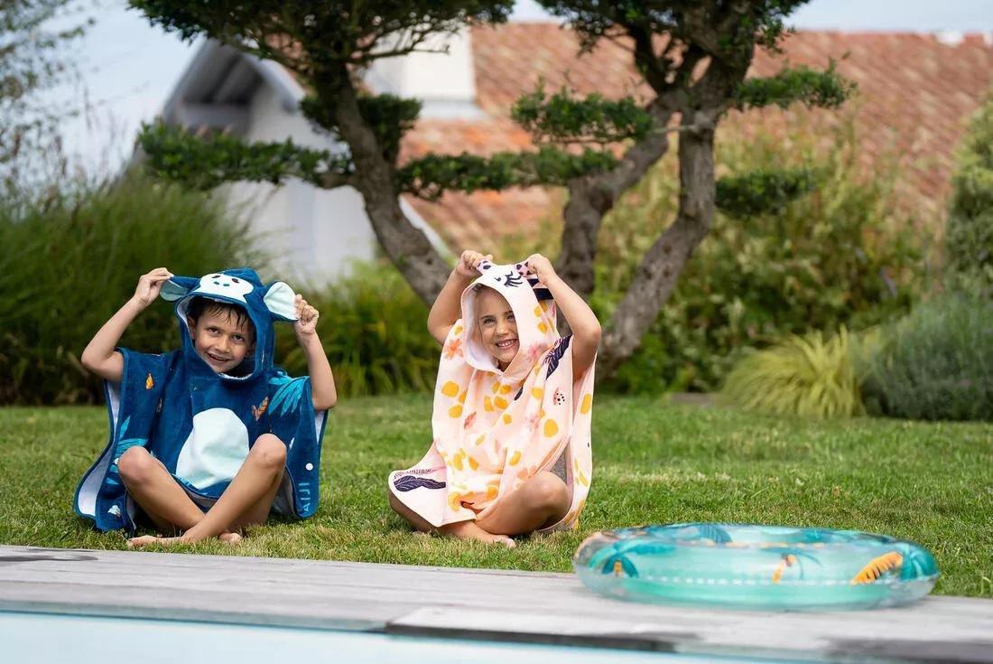 Kids Boys Cotton Changing Poncho, Blue, No Color, medium