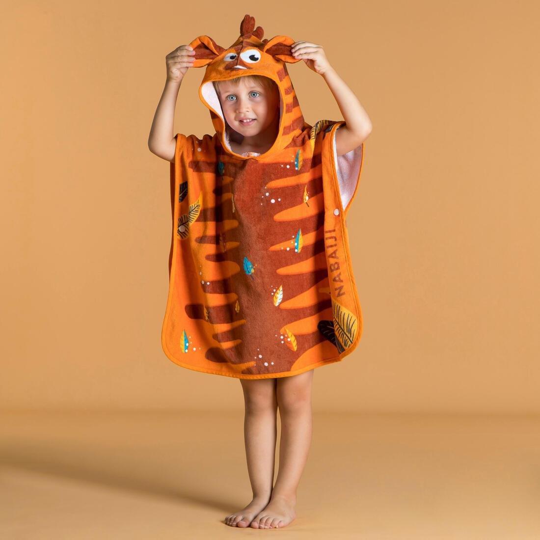 Kids Boys Cotton Changing Poncho, Orange, No Color, medium