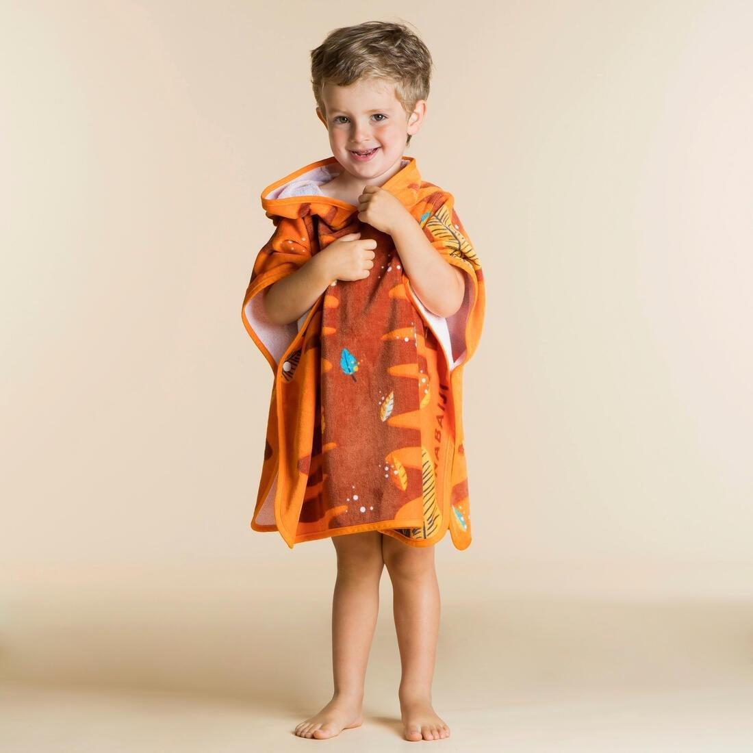 Kids Boys Cotton Changing Poncho, Orange, , large image number 2
