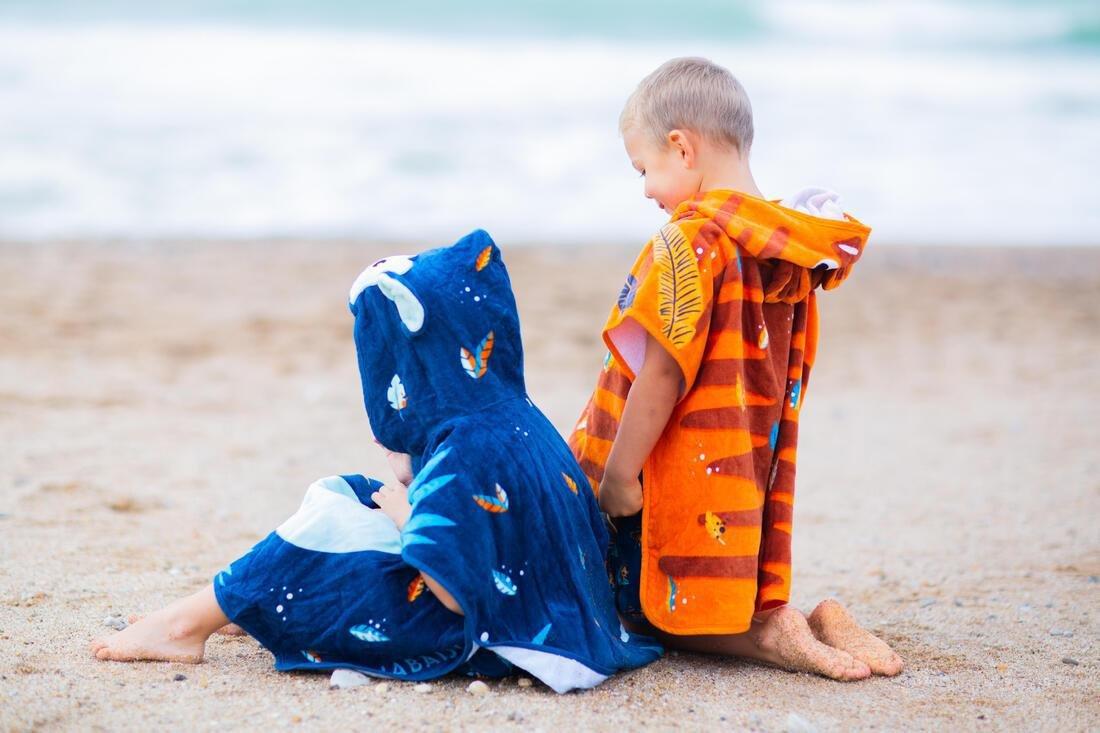 Kids Boys Cotton Changing Poncho, Orange, No Color, medium