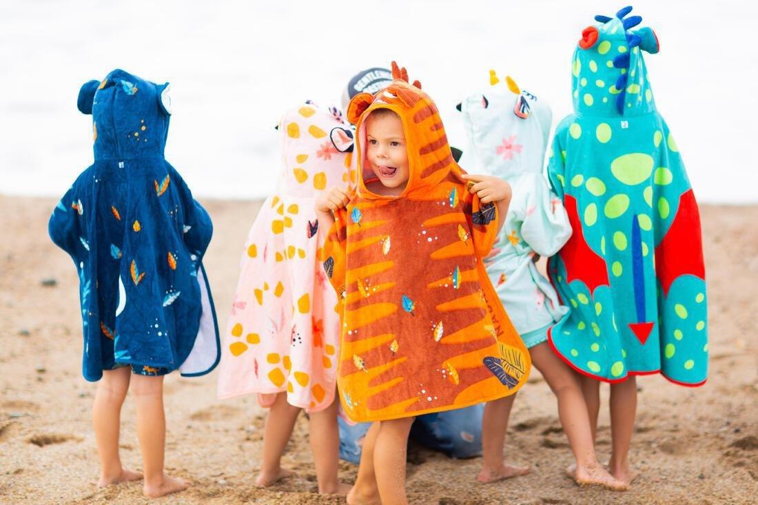 Kids Boys Cotton Changing Poncho, Orange, , large image number 7