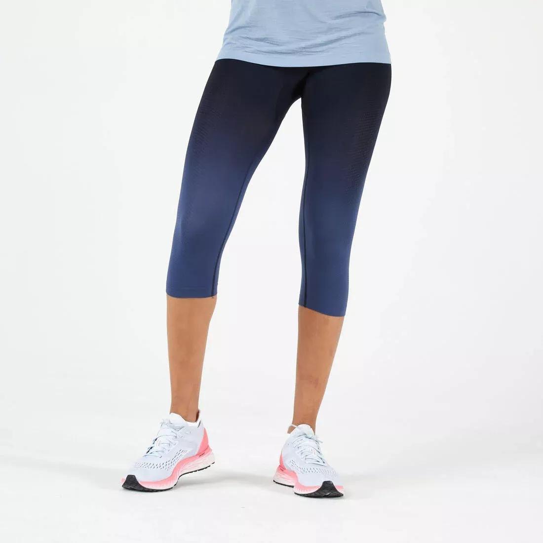 Women Kiprun Care Breathable Cropped Running Bottoms, Navy, No Color, medium