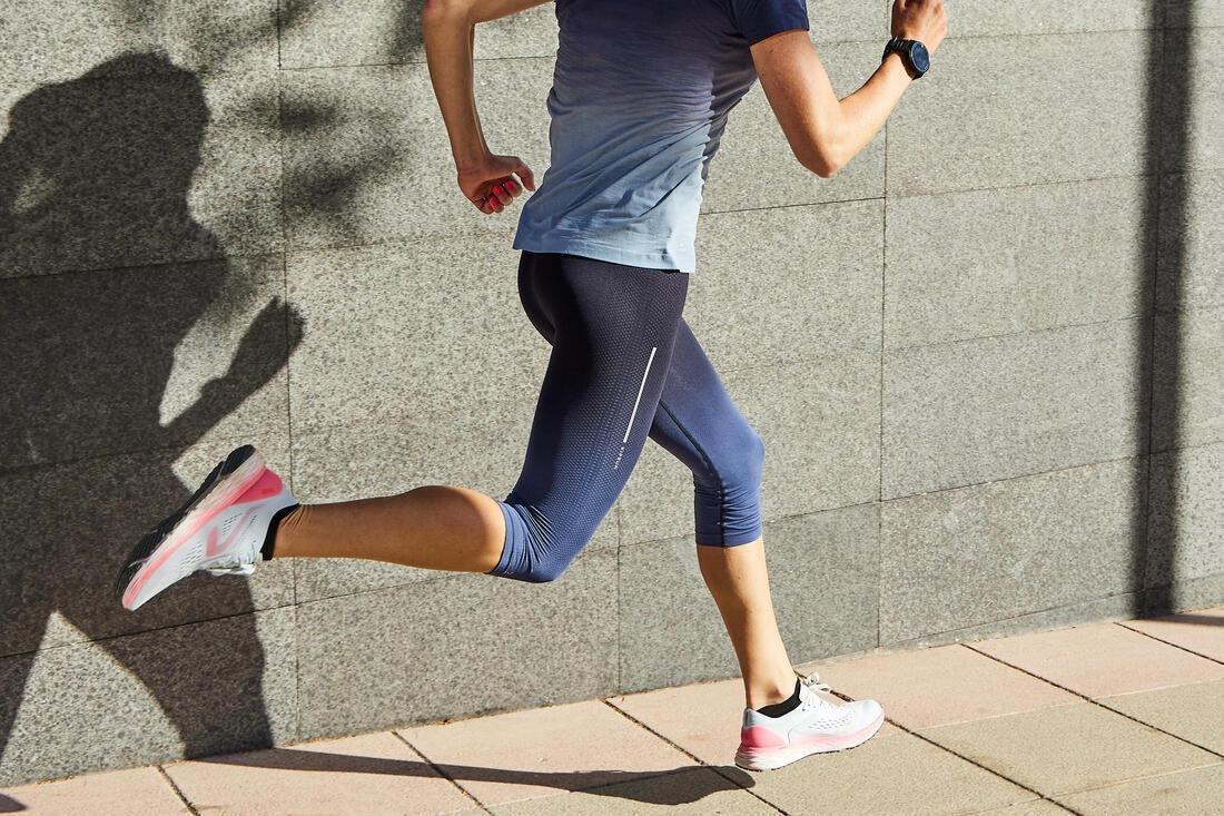 Women Kiprun Care Breathable Cropped Running Bottoms, Navy, No Color, large image number 14