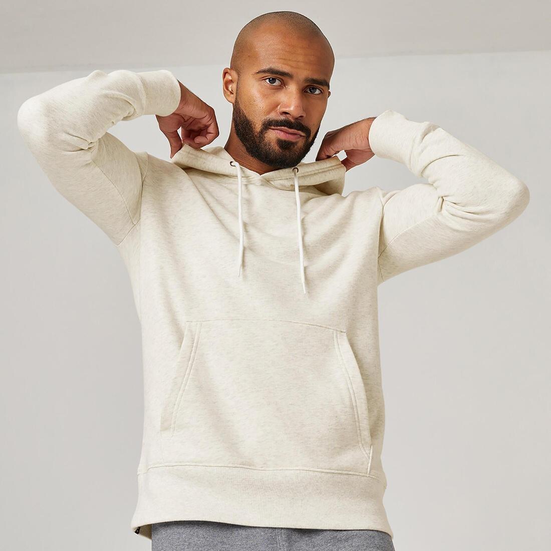 Men Fitness Hoodie - 500 Essentials, Grey, No Color, medium