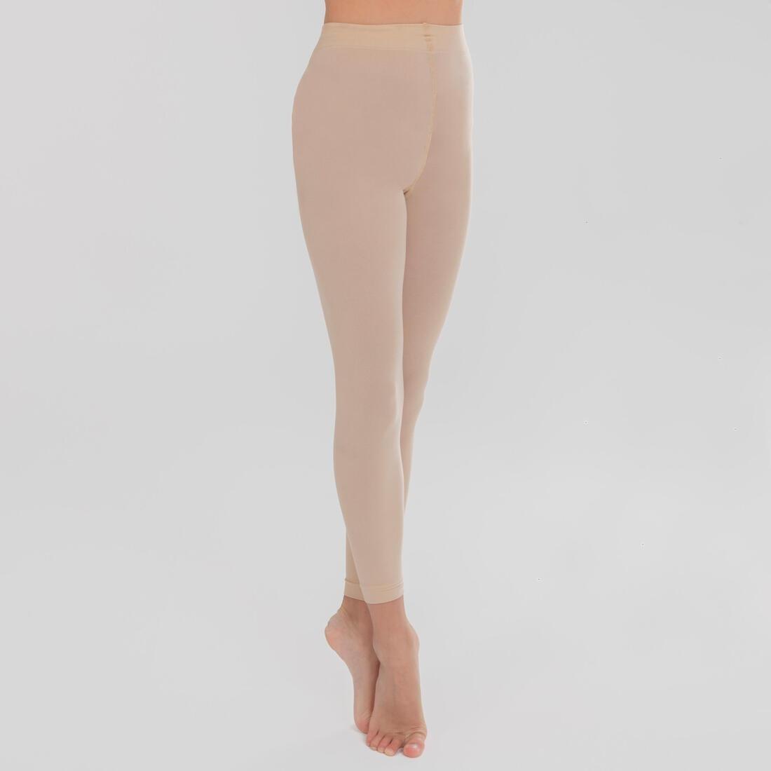 Kids Girls Footless Ballet Tights, Beige, , large image number 3
