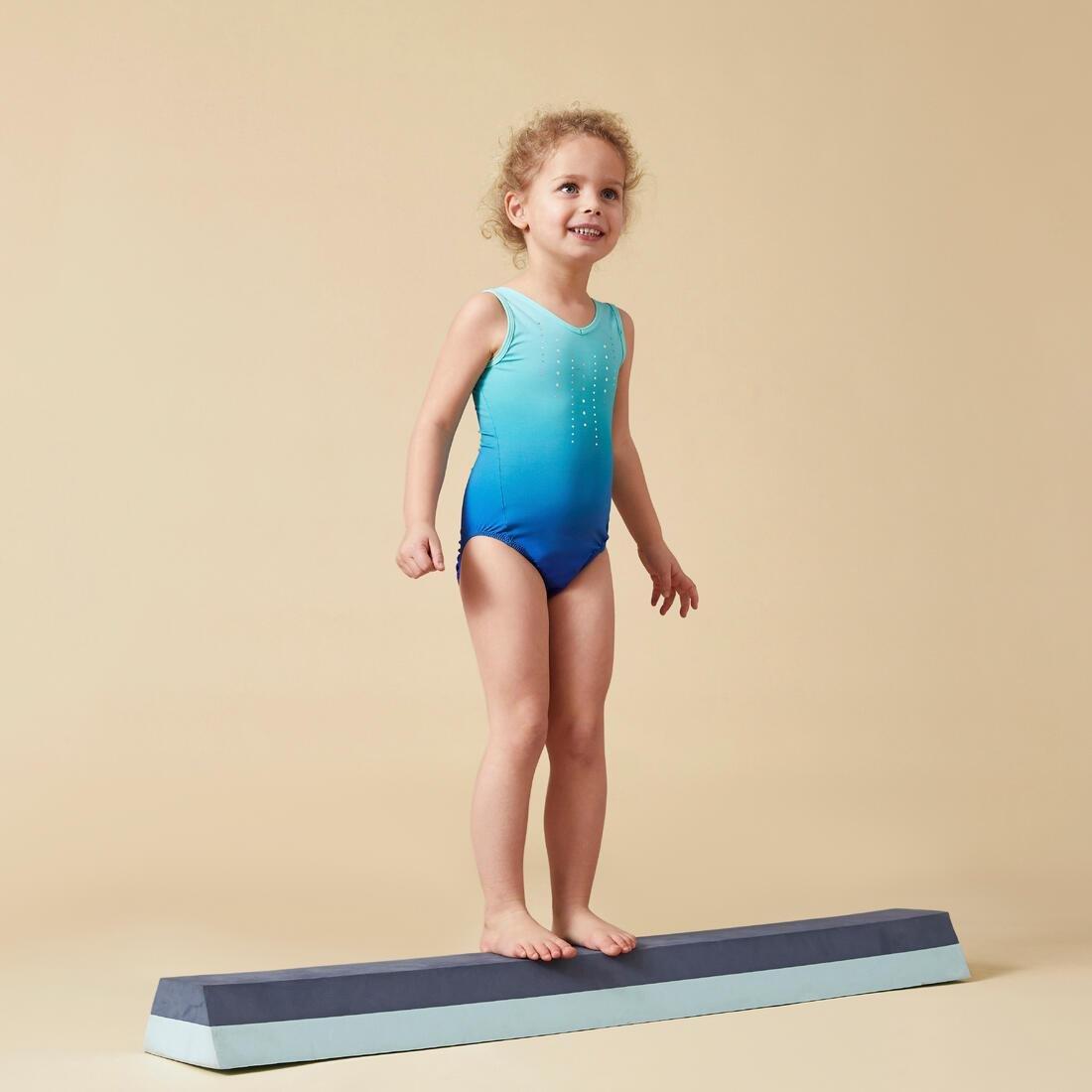 Kids Girls Gym Leotard - 500, Turquoise, No Color, large image number 4
