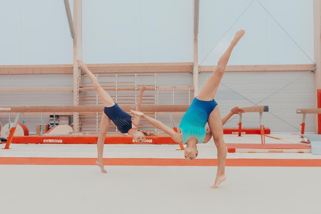 Kids Girls Gym Leotard - 500, Turquoise, No Color, medium