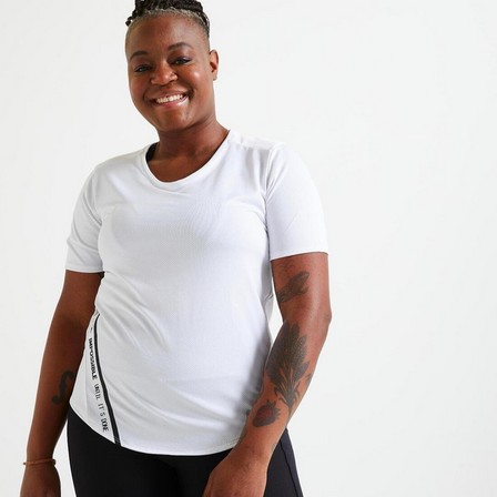 DOMYOS - Womens Close-Fitting Fitness T-Shirt, White