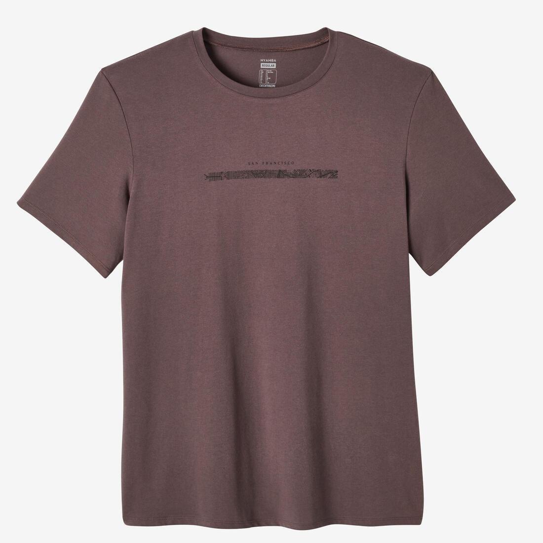 Men Short-Sleeved Straight-Cut Crew Neck Cotton Fitness T-Shirt - 500, Grey, No Color, large image number 8