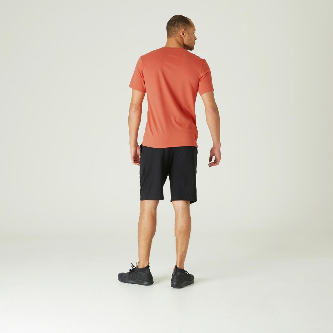 Mens Short-Sleeved Straight-Cut Crew Neck Cotton Fitness T-Shirt - 500, Green, , large image number 8
