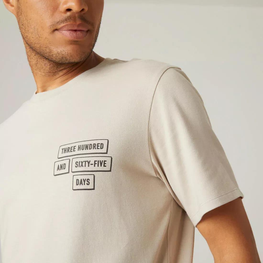 Men Short-Sleeved Straight-Cut Crew Neck Cotton Fitness T-Shirt - 500, Pink, No Color, large image number 2