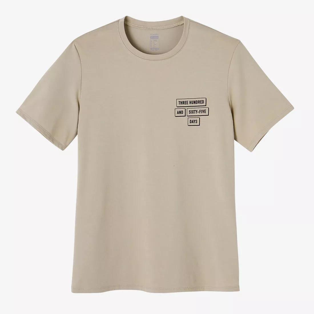 Men Short-Sleeved Straight-Cut Crew Neck Cotton Fitness T-Shirt - 500, Pink, No Color, large image number 3