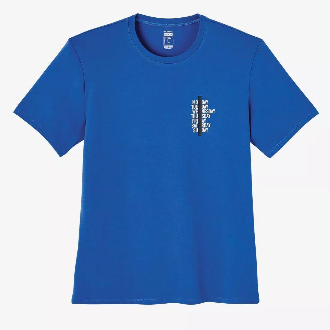 Men Short-Sleeved Straight-Cut Crew Neck Cotton Fitness T-Shirt - 500, Pink, No Color, large image number 4