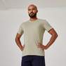 DOMYOS - Men Short-Sleeved Straight-Cut Cotton Fitness T-Shirt - 500, Pink