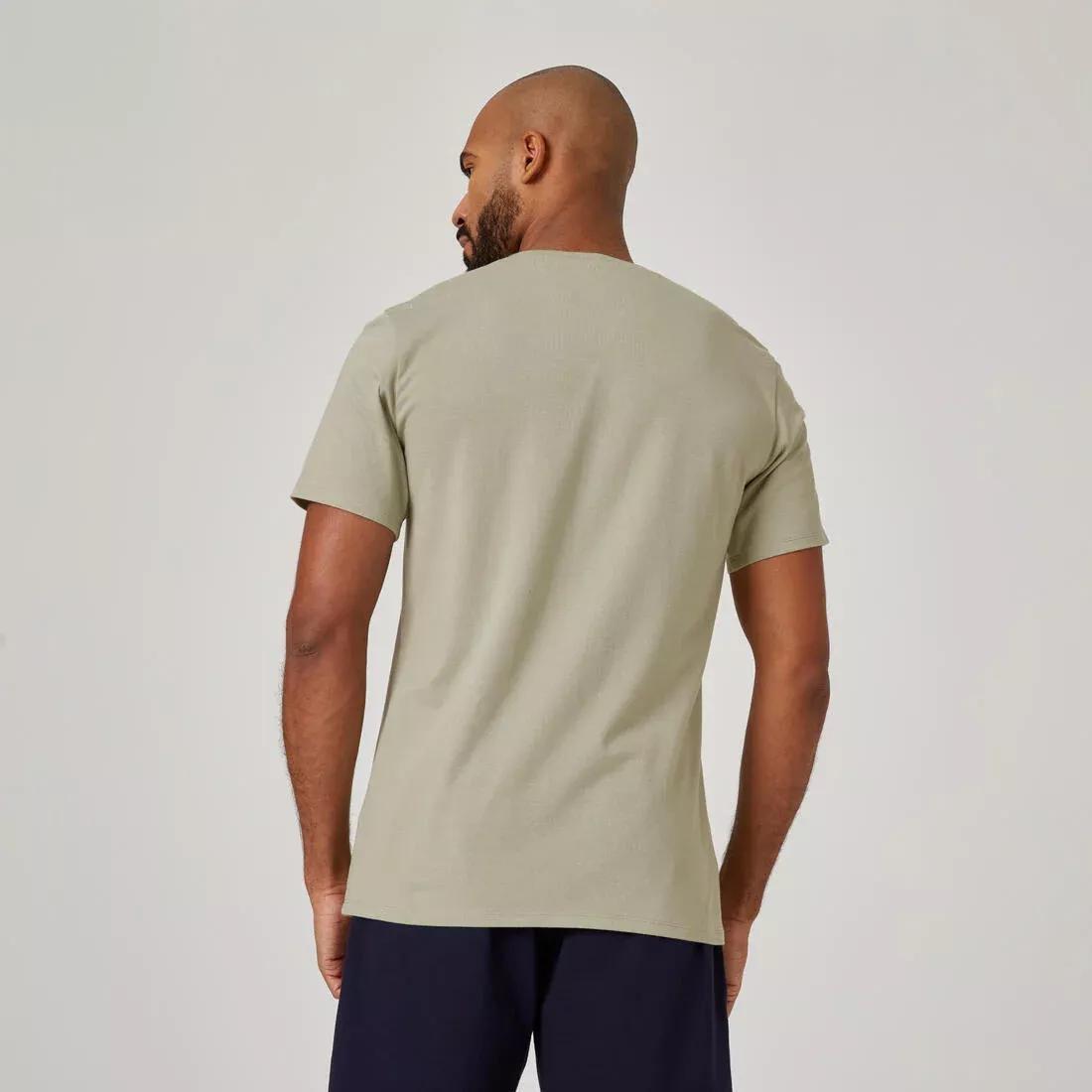 Men Short-Sleeved Straight-Cut Crew Neck Cotton Fitness T-Shirt - 500, Pink, No Color, large image number 6