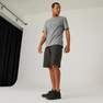 DOMYOS - Mens Short-Sleeved Straight-Cut Crew Neck Cotton Fitness T-Shirt - 500, Grey