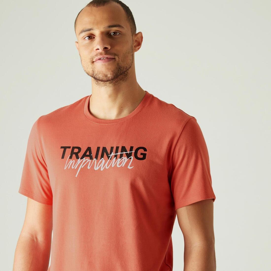 Mens Short-Sleeved Straight-Cut Crew Neck Cotton Fitness T-Shirt - 500, Grey, No Color, large image number 10
