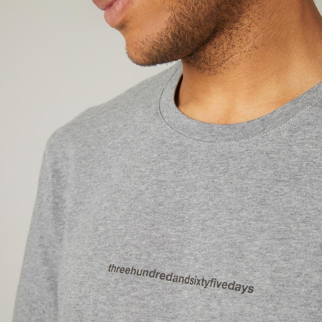 Mens Short-Sleeved Straight-Cut Crew Neck Cotton Fitness T-Shirt - 500, Grey, No Color, large image number 14