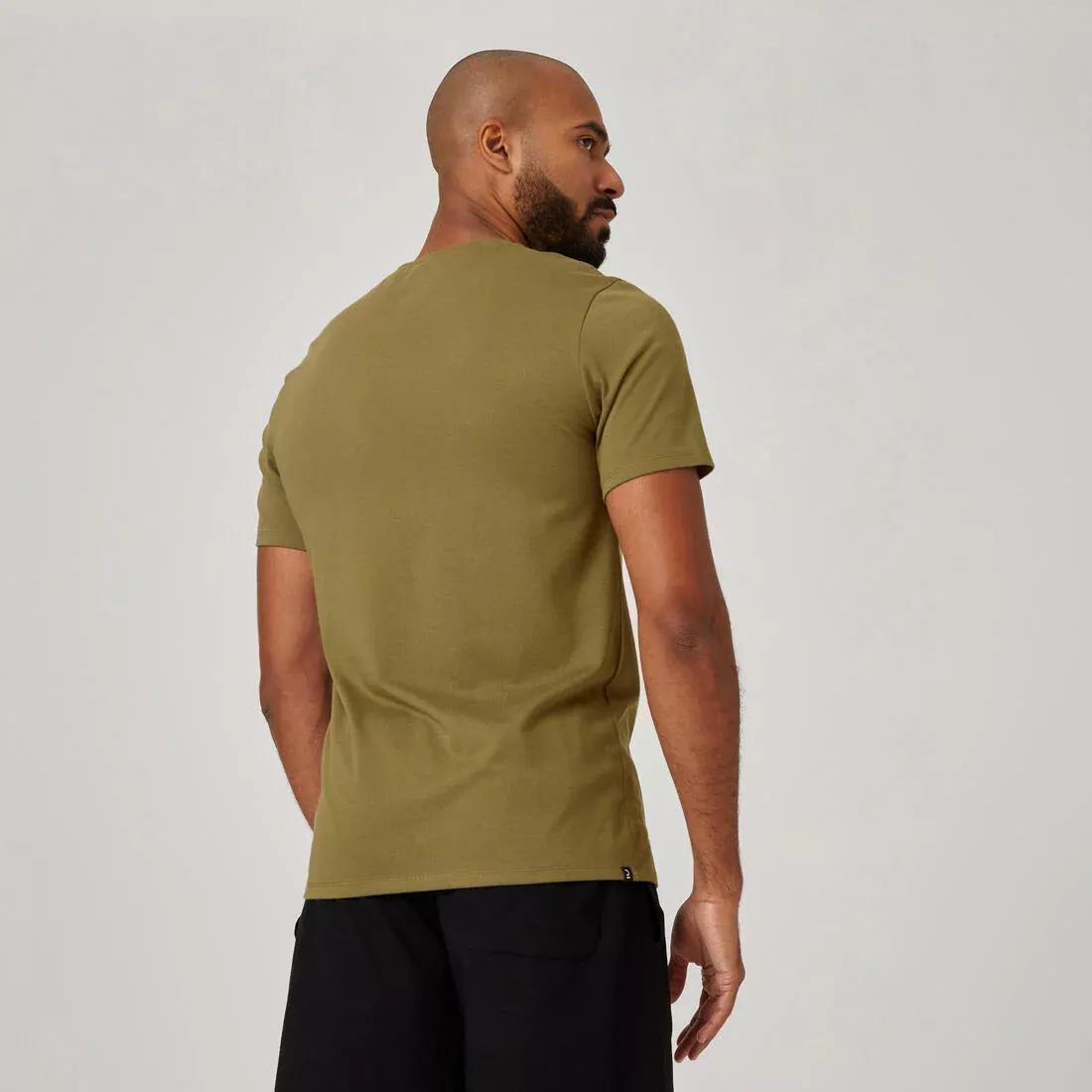 Mens Slim-Fit Stretch Cotton Fitness T-Shirt, Grey, No Color, large image number 5