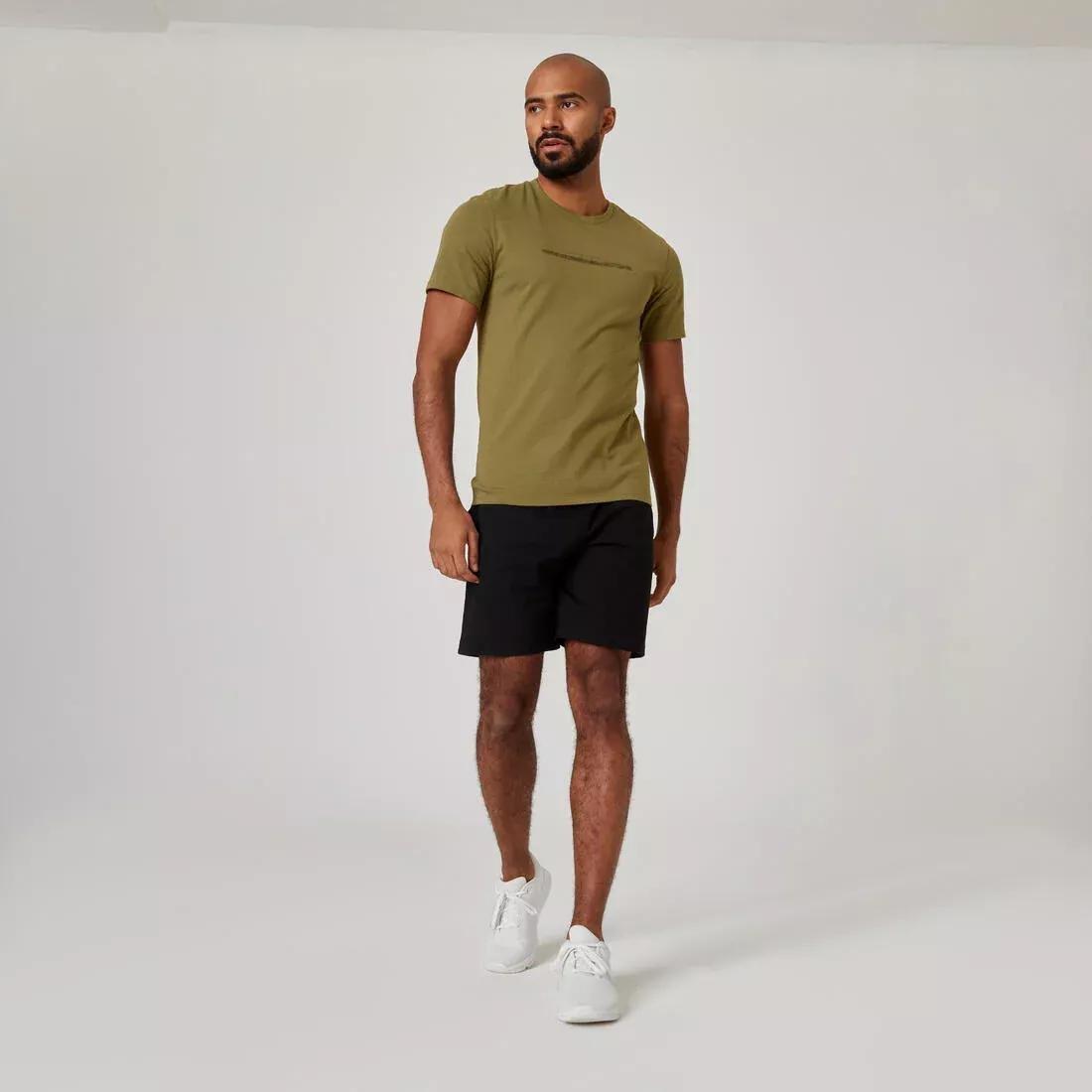 Mens Slim-Fit Stretch Cotton Fitness T-Shirt, Grey, No Color, large image number 6