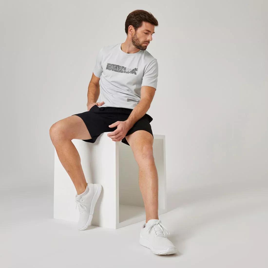 Mens Slim-Fit Stretch Cotton Fitness T-Shirt, Grey, No Color, large image number 10