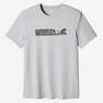 DOMYOS - Mens Slim-Fit Stretch Cotton Fitness T-Shirt, Grey