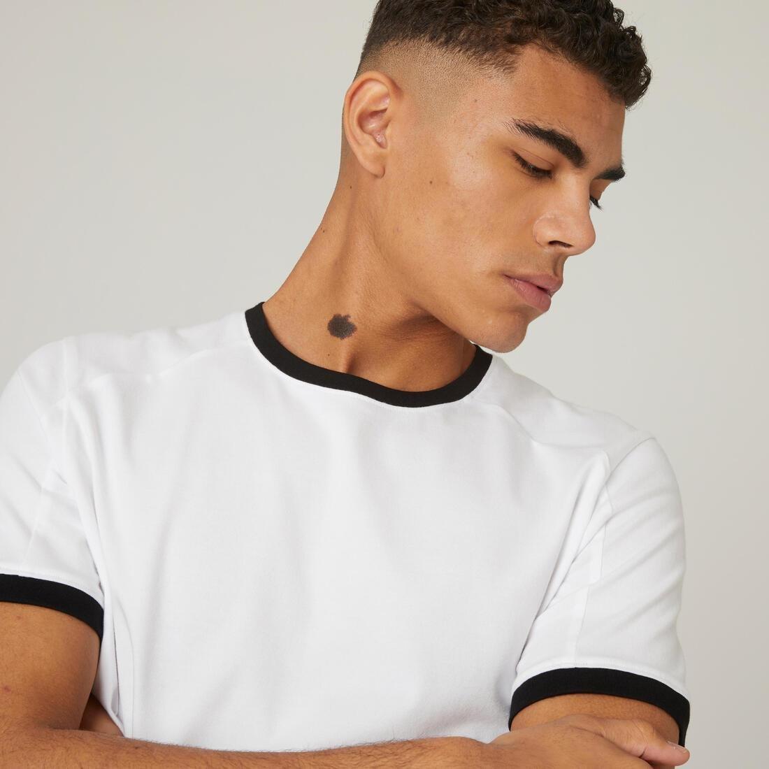 Men Curved-Hem Stretch Cotton Fitness T-Shirt, Blue, , large image number 4