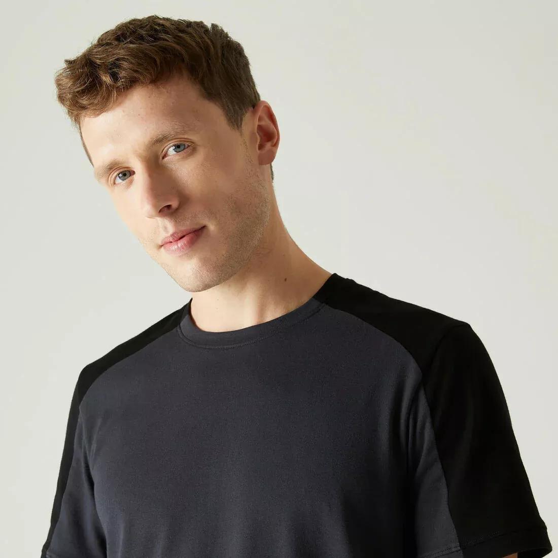 Men Curved-Hem Stretch Cotton Fitness T-Shirt, Blue, , large image number 5
