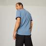 DOMYOS - Mens Curved-Hem Stretch Cotton Fitness T-Shirt, Blue