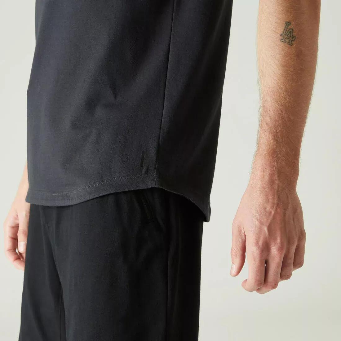 Men Curved-Hem Stretch Cotton Fitness T-Shirt, Blue, , large image number 7