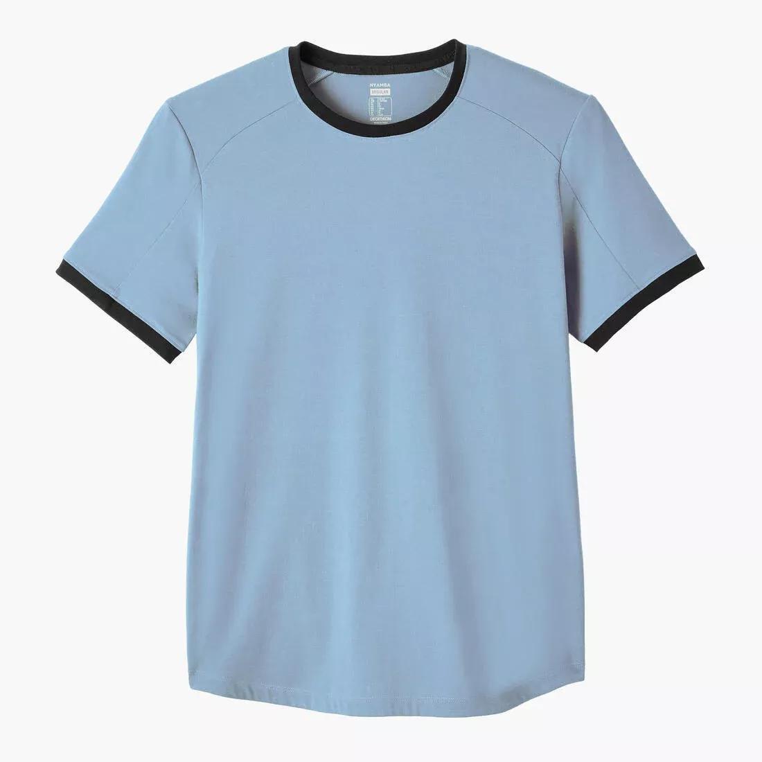 Men Curved-Hem Stretch Cotton Fitness T-Shirt, Blue, , large image number 12