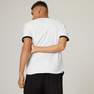 DOMYOS - Mens Curved-Hem Stretch Cotton Fitness T-Shirt, Blue