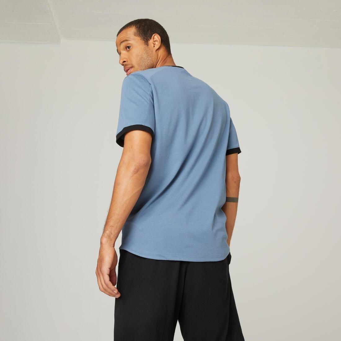 Men Curved-Hem Stretch Cotton Fitness T-Shirt, Blue, , large image number 14