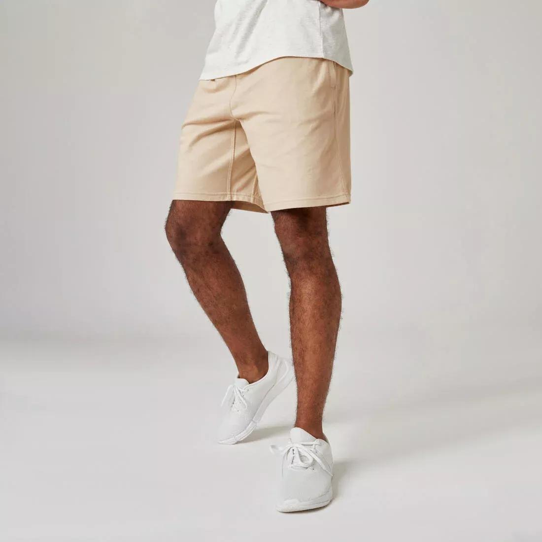 Mens Fitness Shorts - 500 Essentials, Beige, No Color, large image number 0