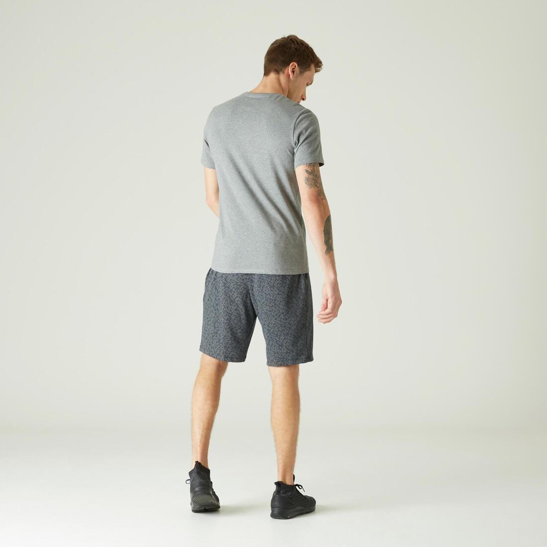 Long Slim-Fit Stretch Cotton Fitness Shorts With Zip Pockets, Grey, , large image number 12