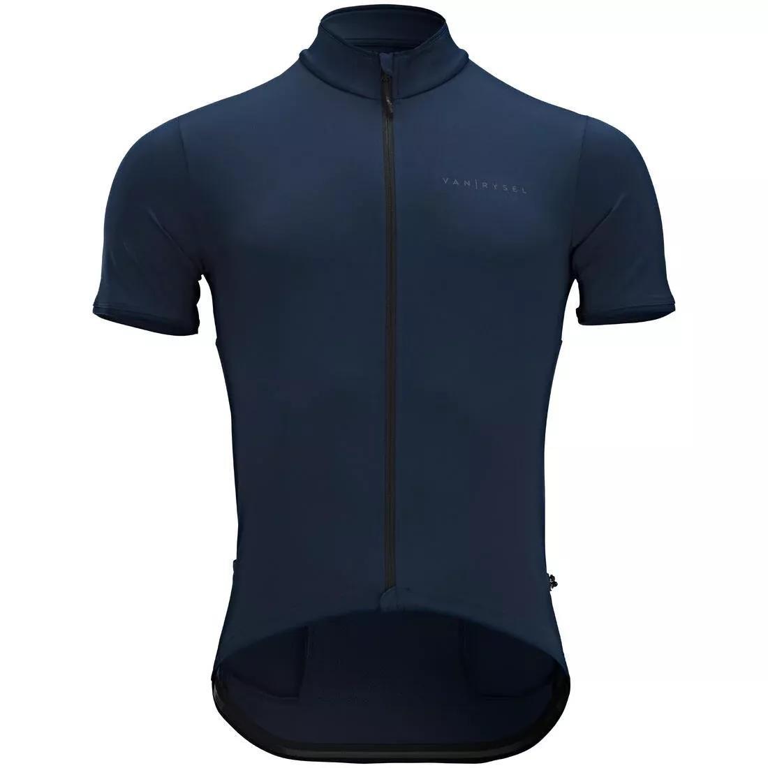 men Short-Sleeved Road Cycling Jersey - Rc500, Navy Blue, No Color, medium