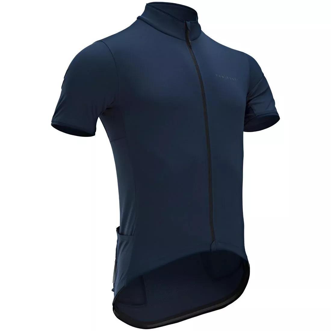 men Short-Sleeved Road Cycling Jersey - Rc500, Navy Blue, No Color, medium