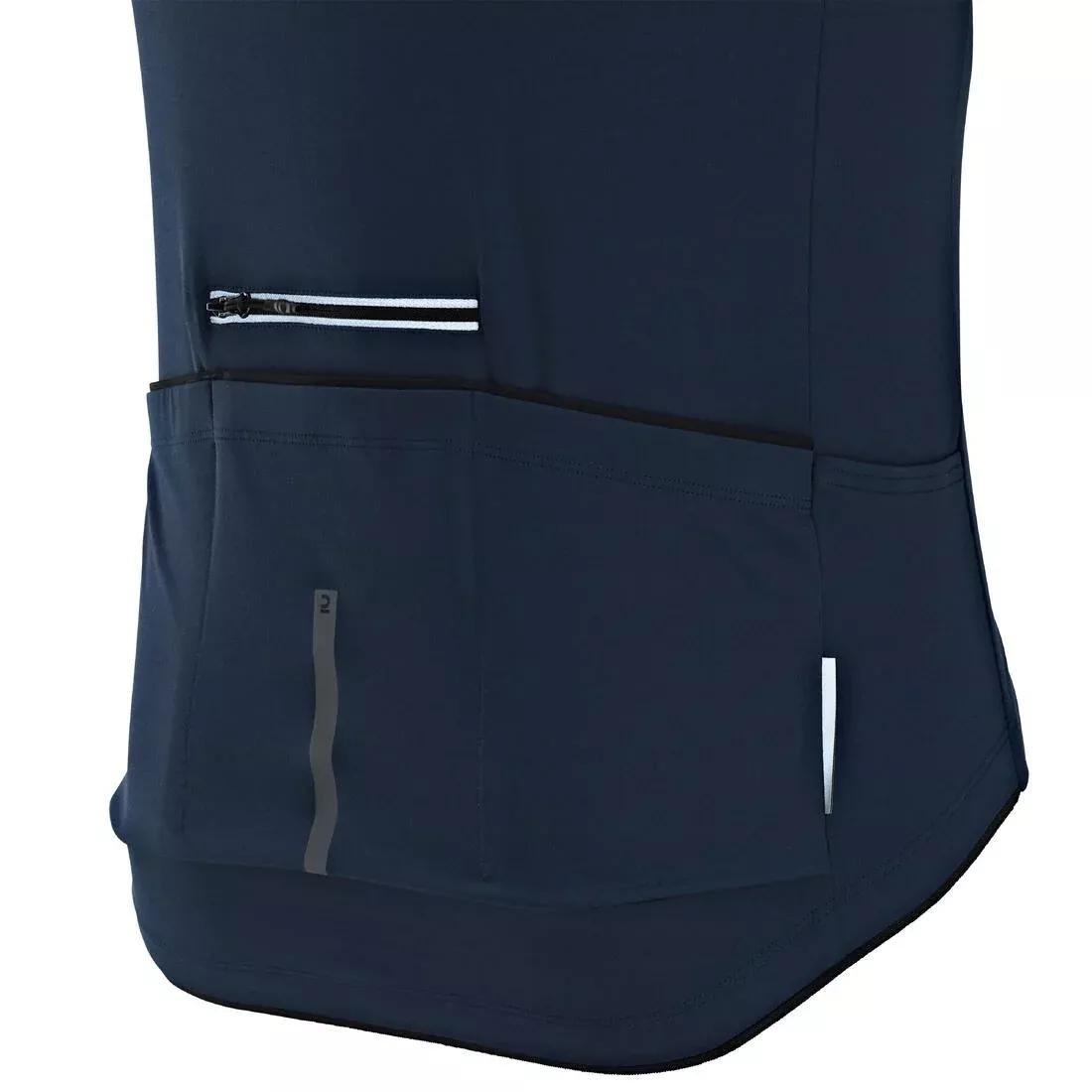 men Short-Sleeved Road Cycling Jersey - Rc500, Navy Blue, No Color, medium