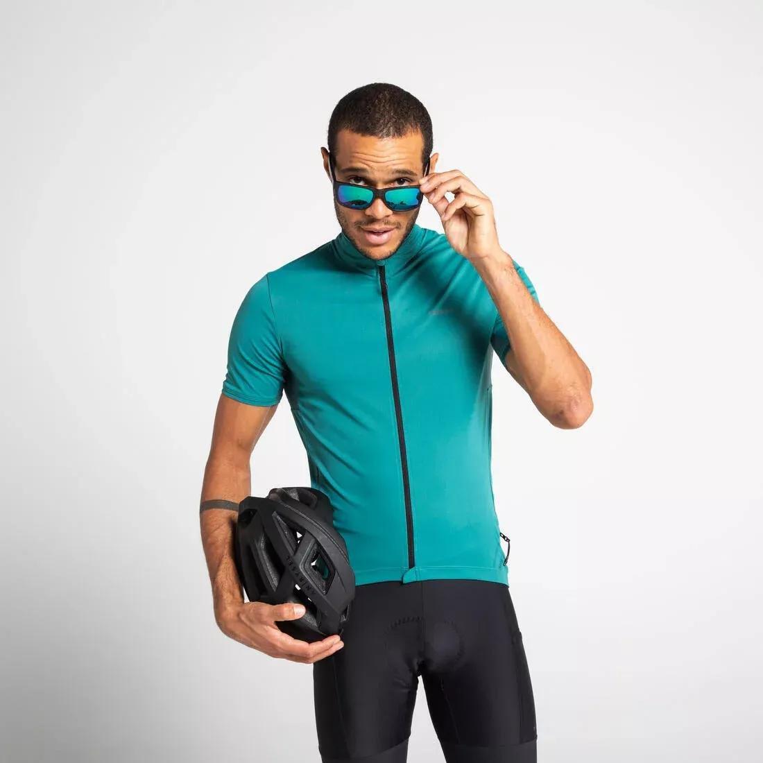 men Short-Sleeved Road Cycling Jersey - Rc500, Navy Blue, No Color, medium