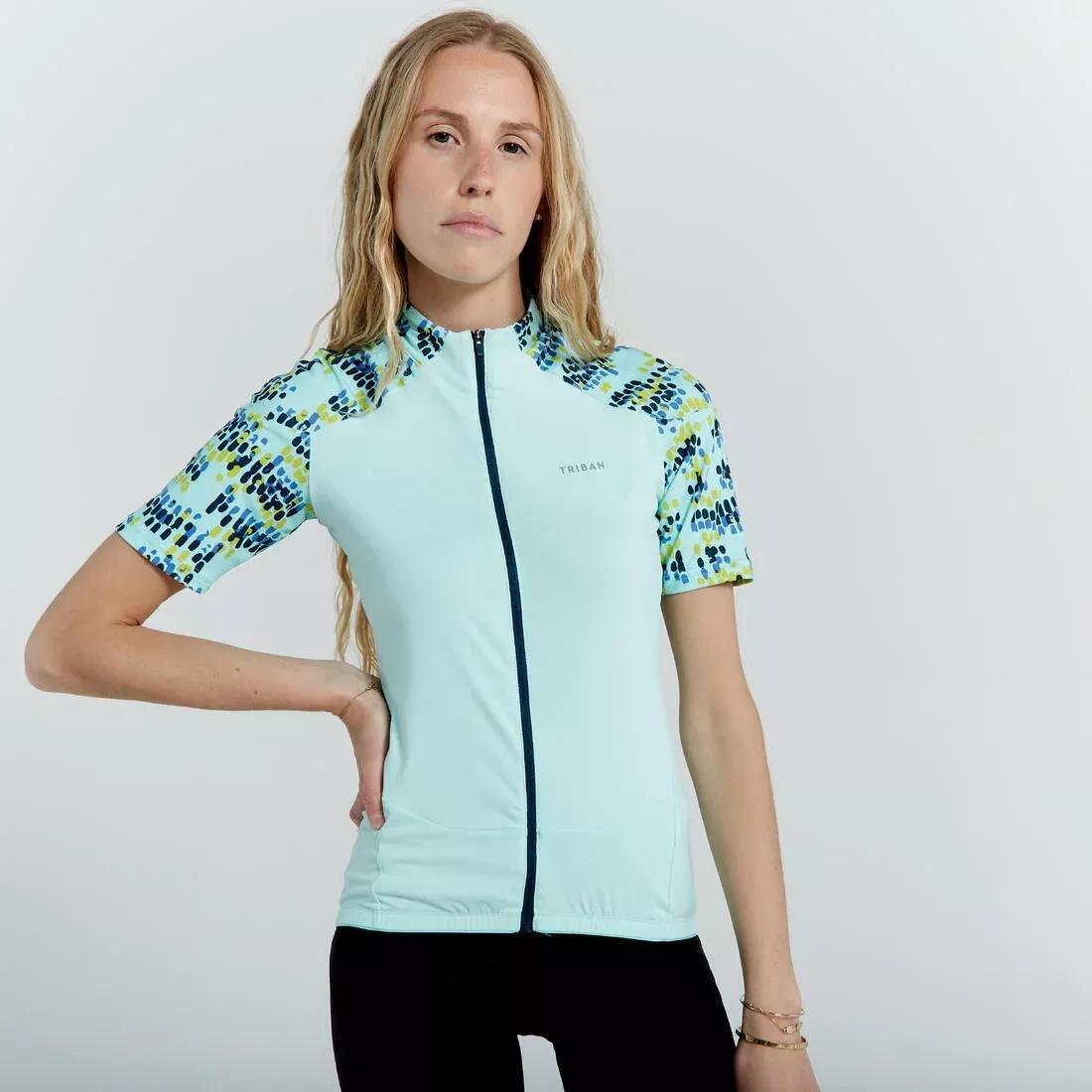Womens Cycling Short-Sleeved Jersey - 500 Sunplant, Blue, , large image number 2