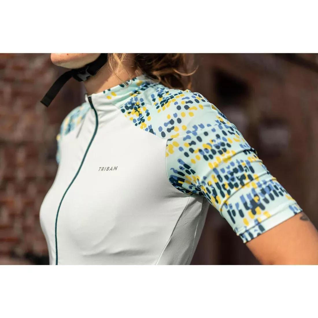 Womens Cycling Short-Sleeved Jersey - 500 Sunplant, Blue, , large image number 7